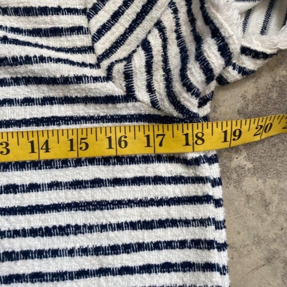 Green Envelope Los Angeles Shirt Womens Medium Blue‎ White Striped Fringe Trim - Picture 3 of 9